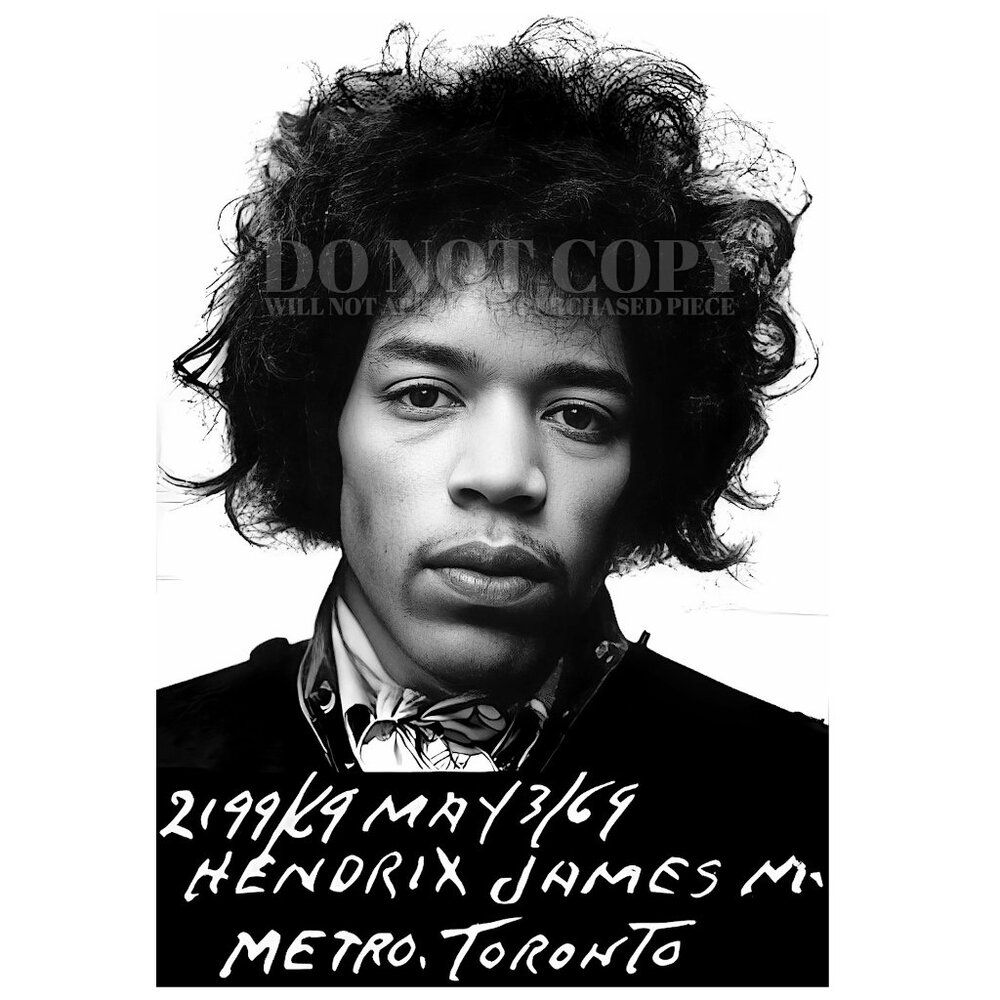 Jimi Hendrix Mugshot Photograph 11 X 17 | RARE 1969 Mug Shot | Poster Art Print